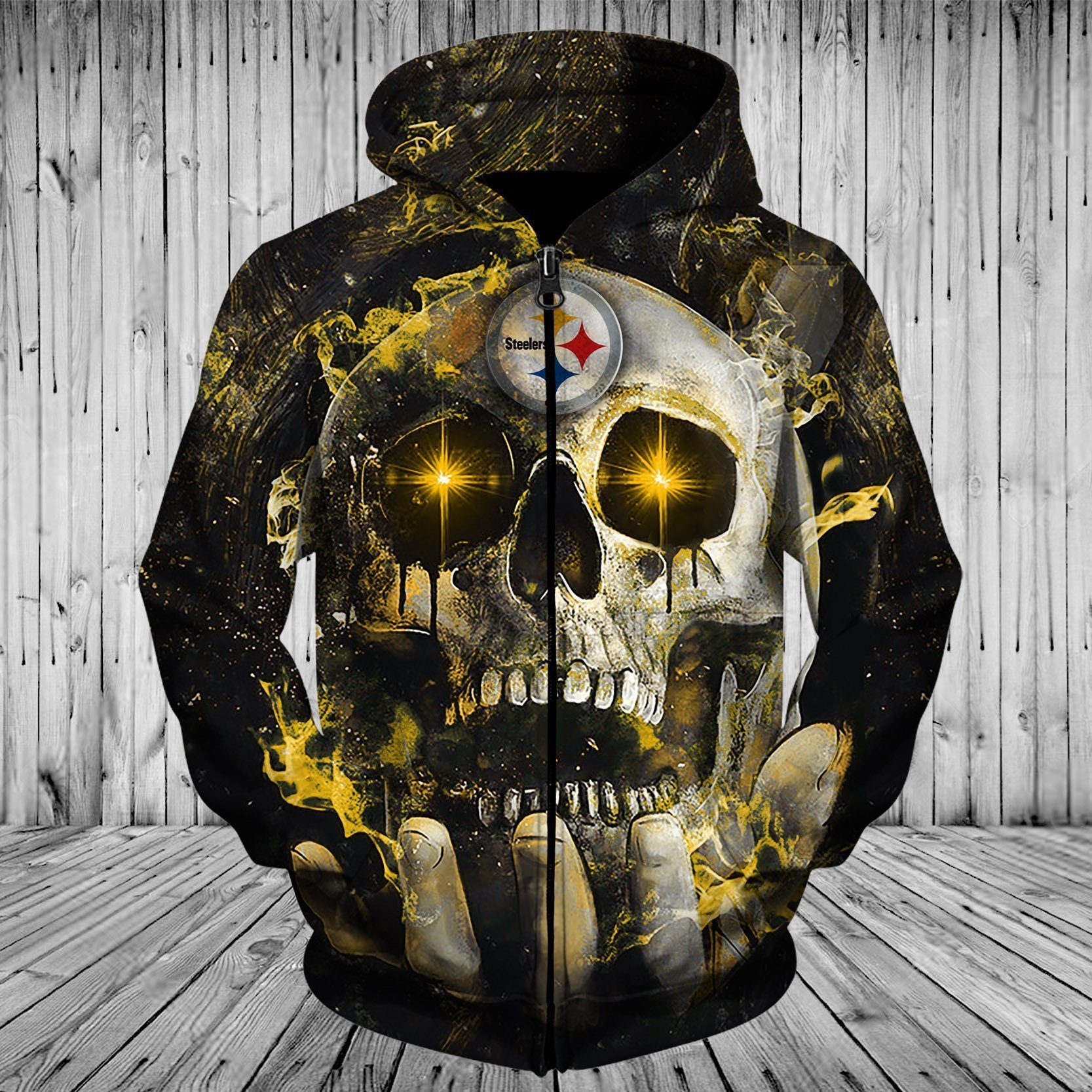 STEELERS 3D HOODIE SKULL 68