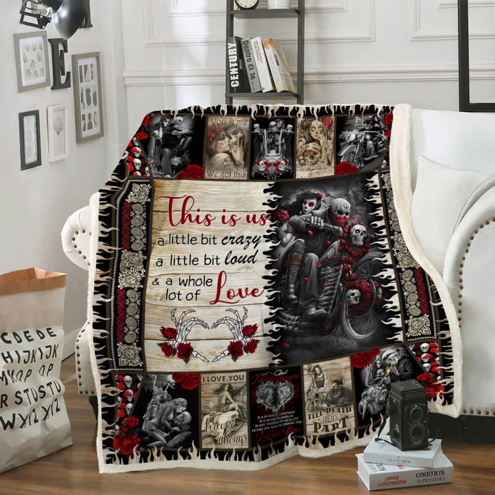 Skull Biker Couple. This Is Us Sofa Throw Blanket