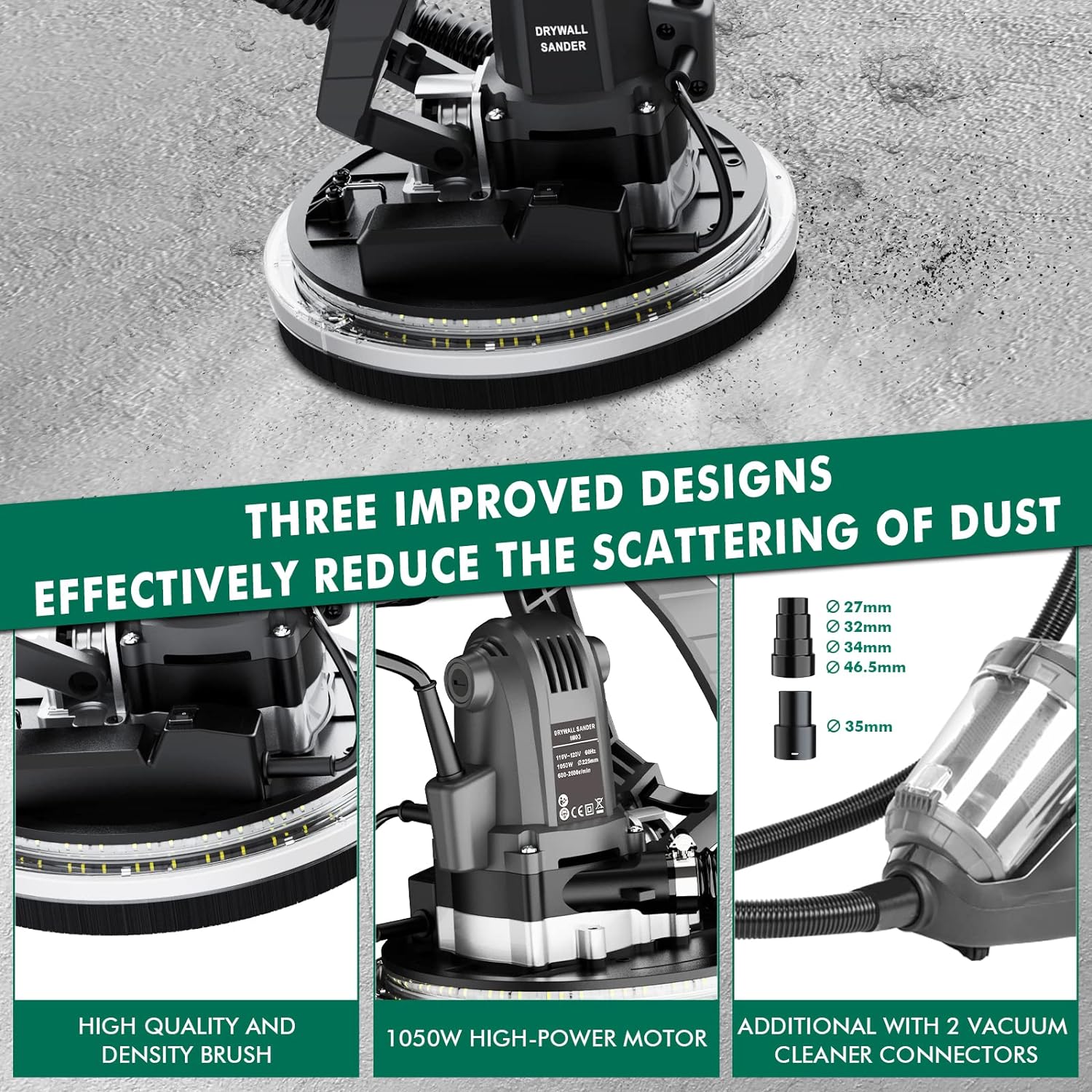 IMQUALI Electric Drywall Sander Variable Speed 600-2600 RPM
