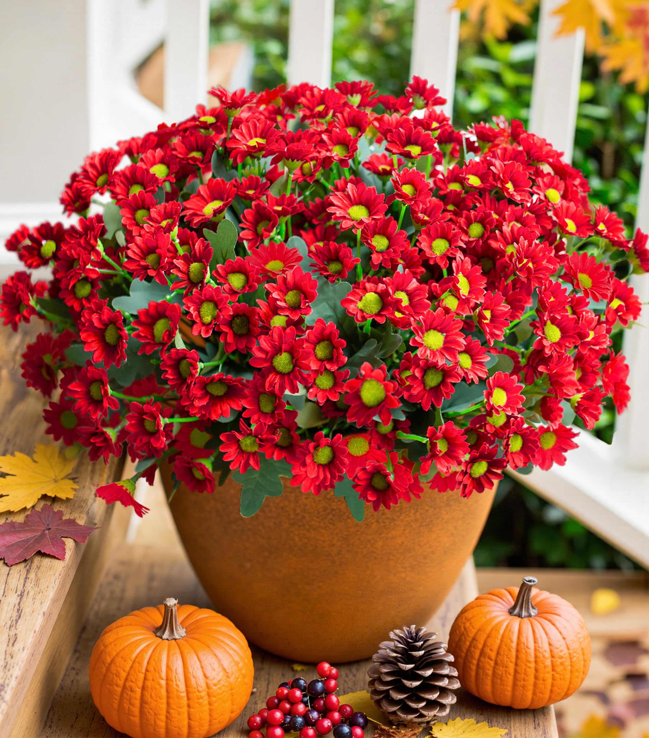 💥ON SALE💥Artificial Mums Silk Flowers for Fall Outdoor Decoration-UV resistant, Waterproof, Windproof