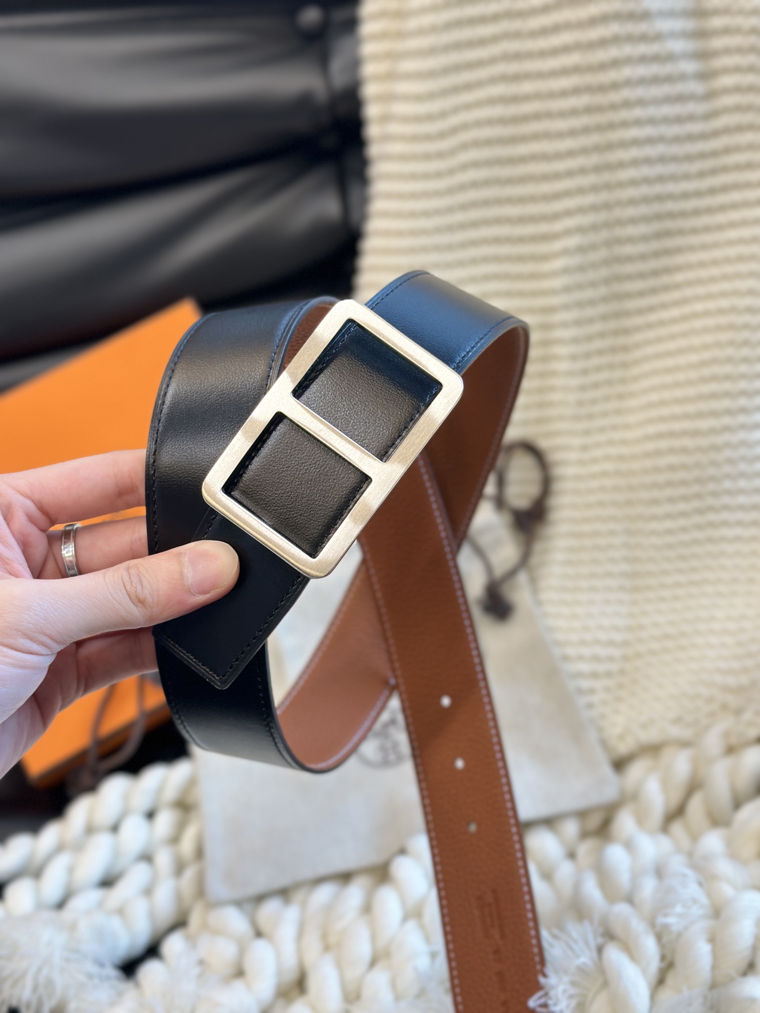 Hermès Men's Double-Faced Cowhide Belt
