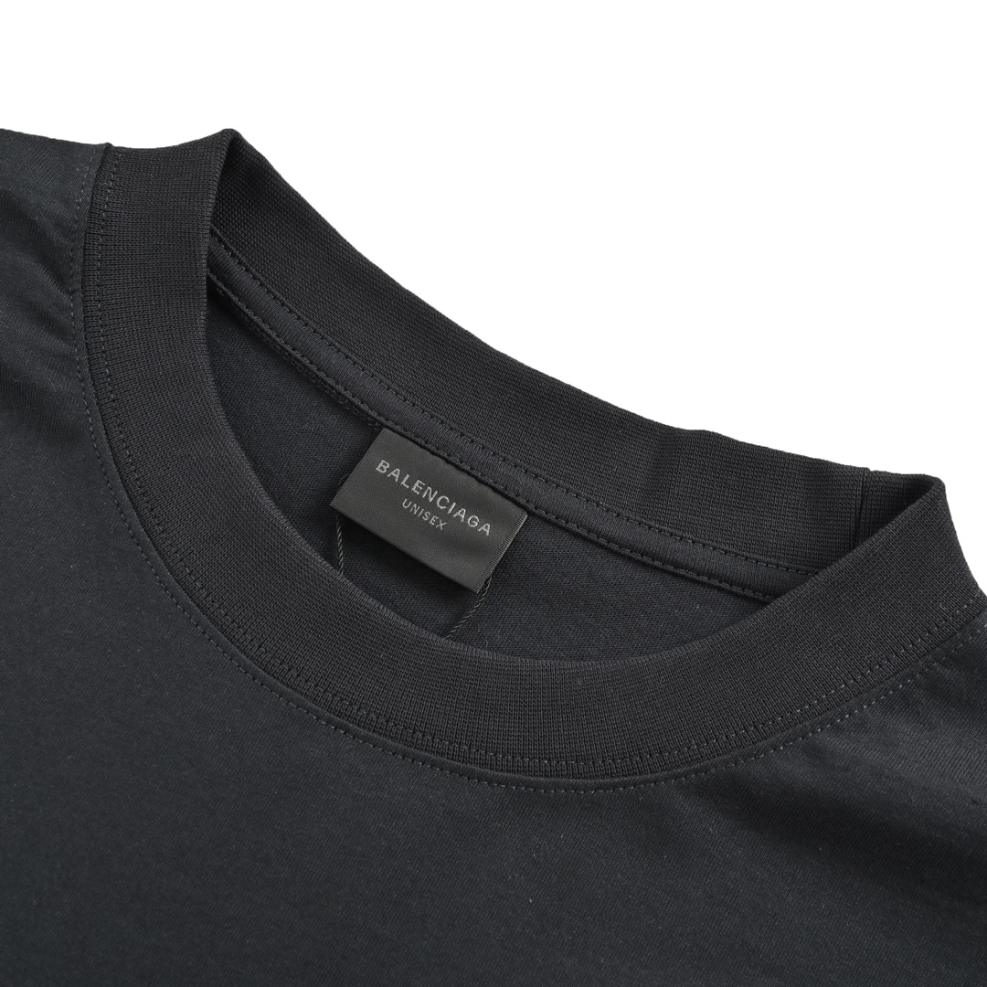 Balenciaga 24ss holiday style back letter print short sleeves