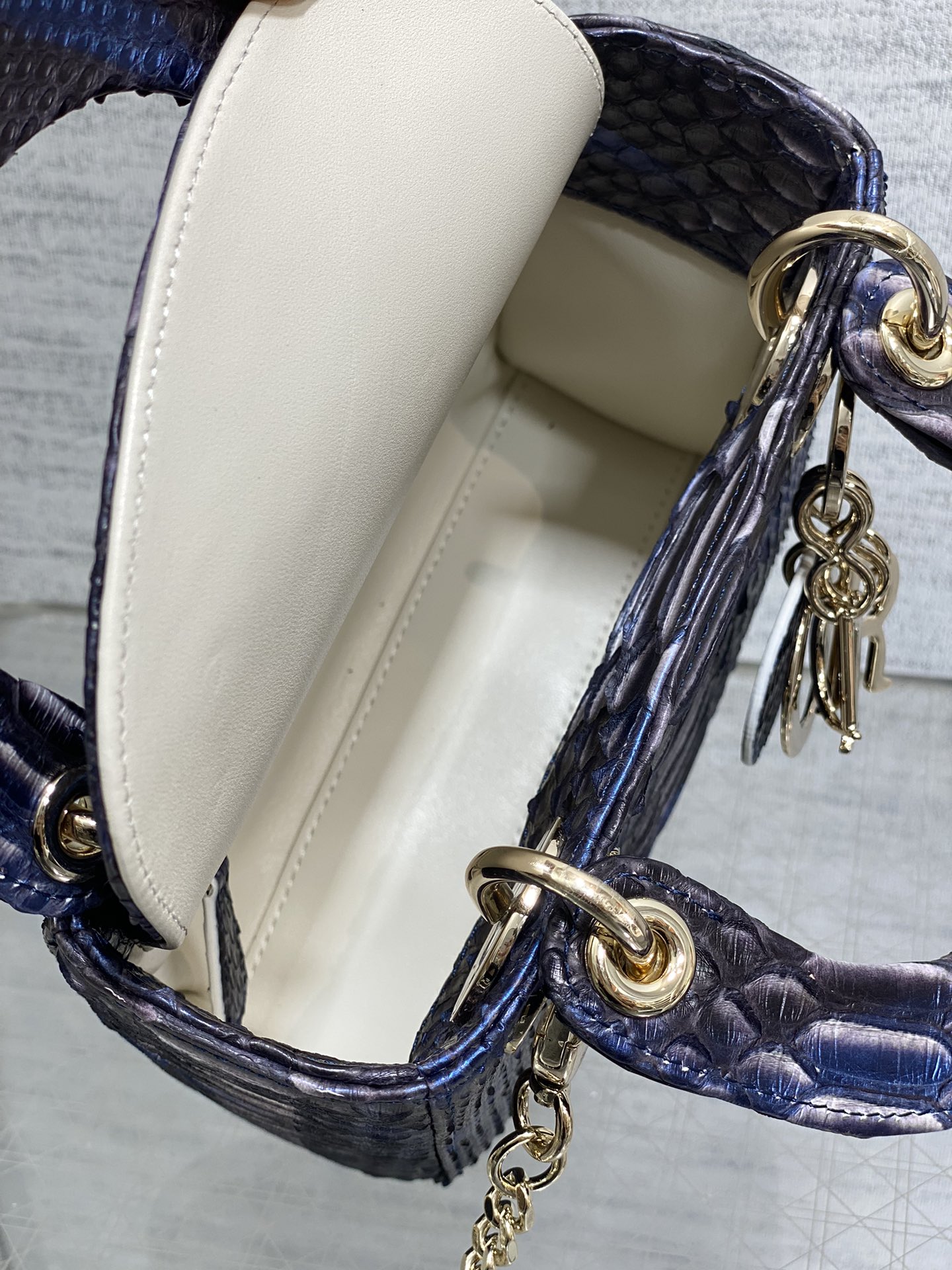 Dior Lady three-grid rare snakeskin Princess Diana bag