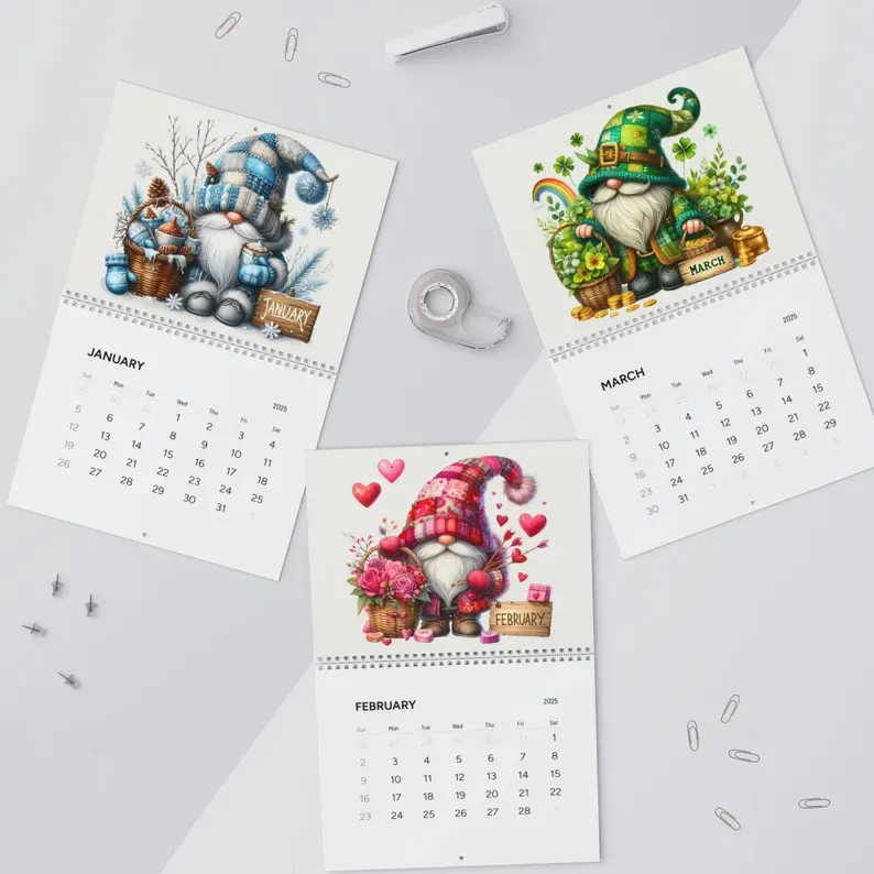 Gnome Wall Calendar 2025