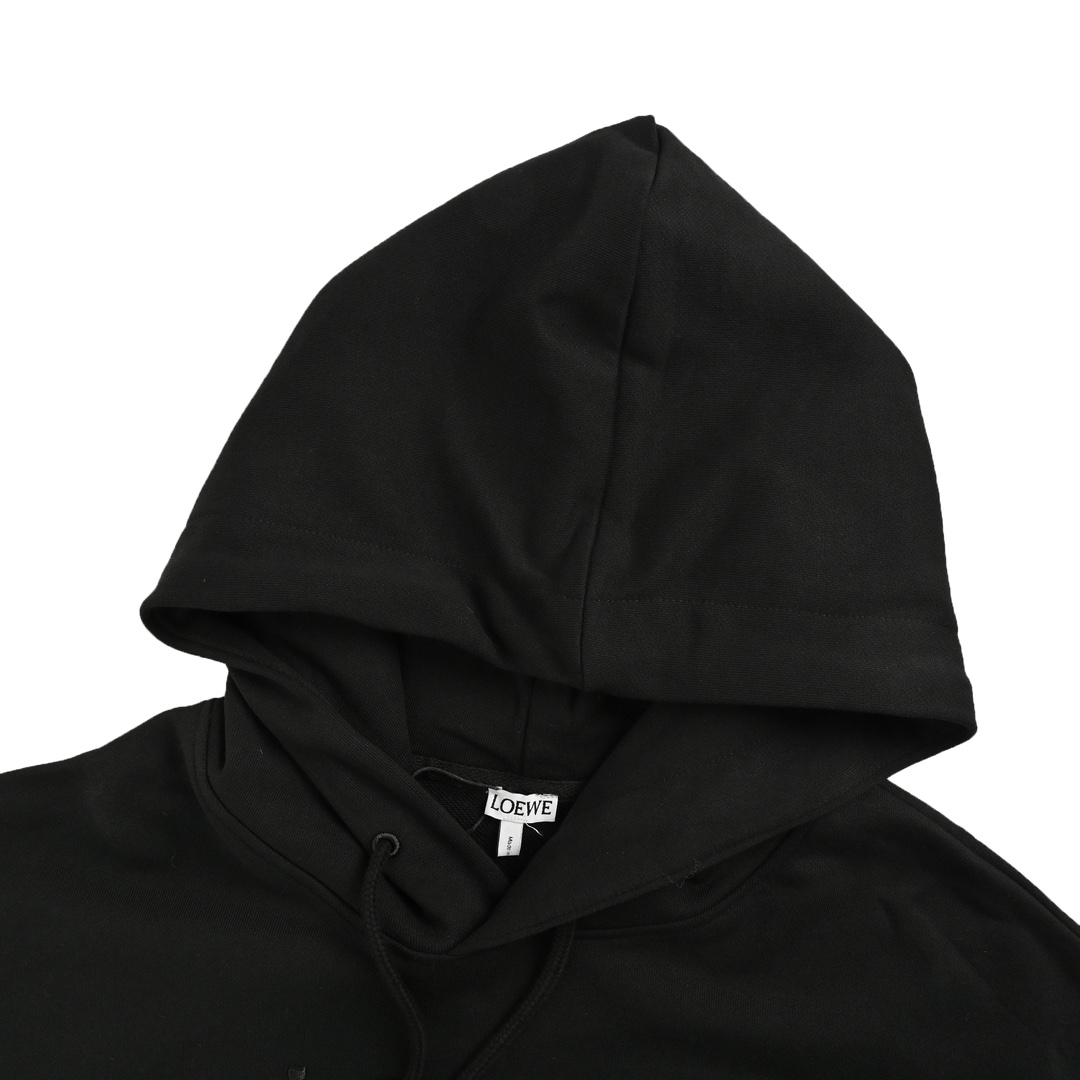 Loewe 24Fw irregular dislocation embroidery hooded sweatshirt