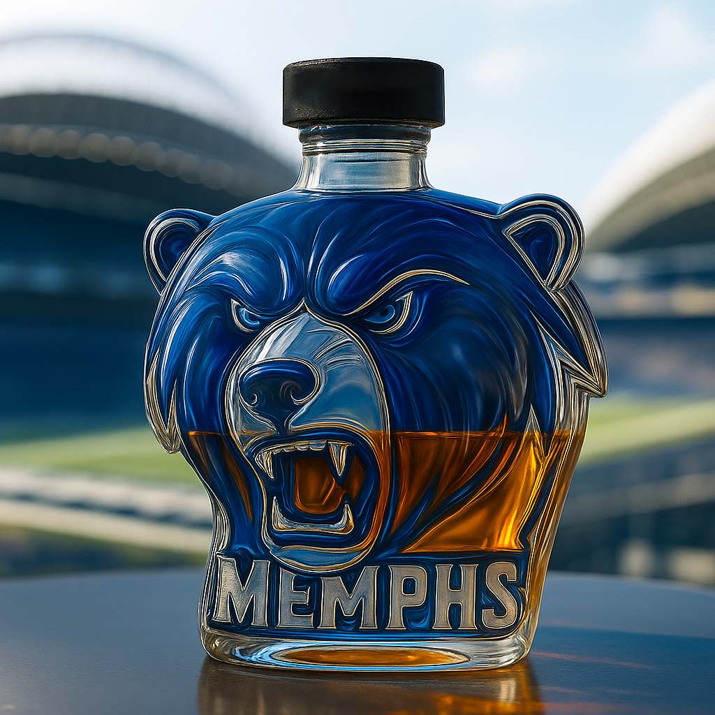 Memphis Grizzlies Bear Head Whiskey Bottle