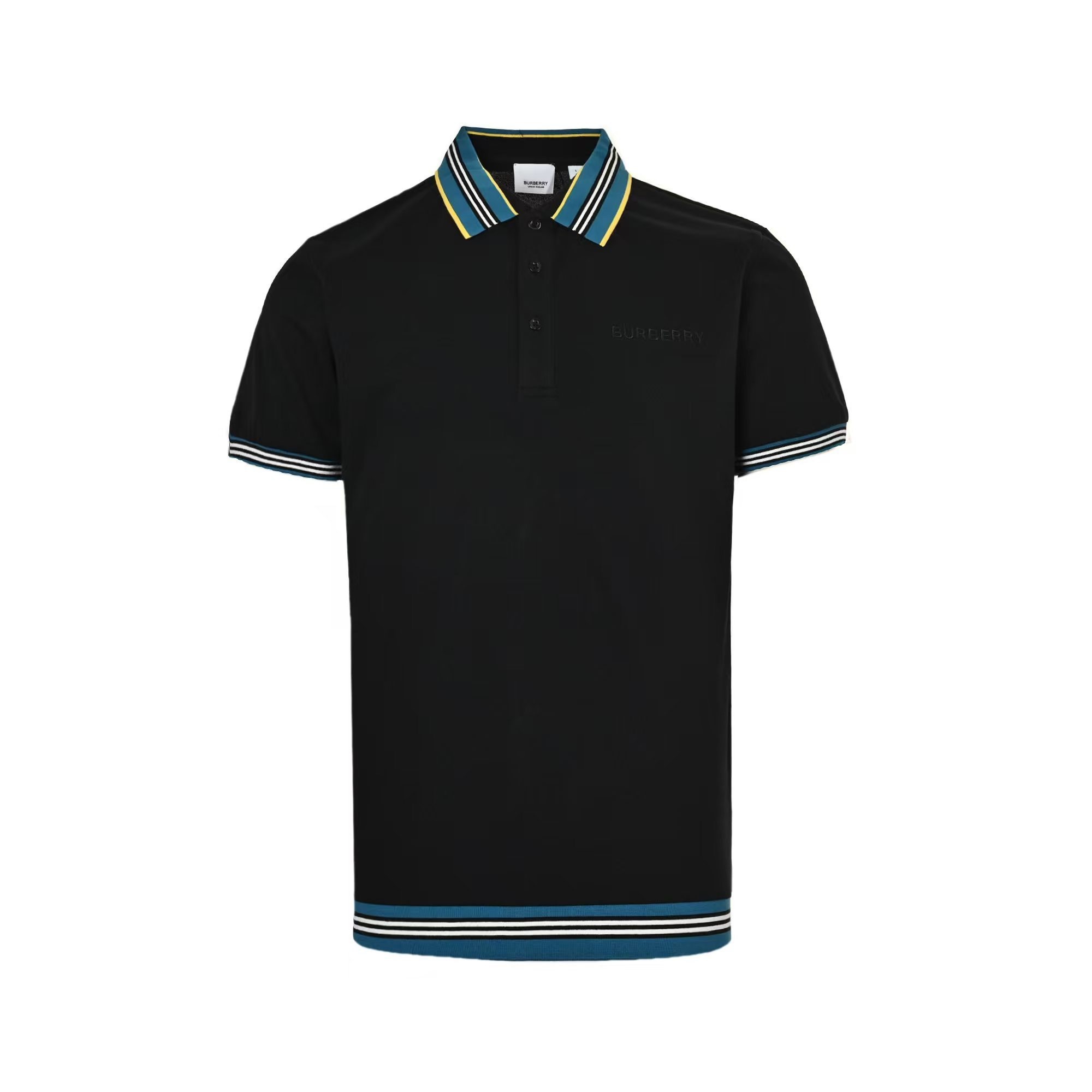 Burberry 25ss color striped ribbed Polo short sleeve