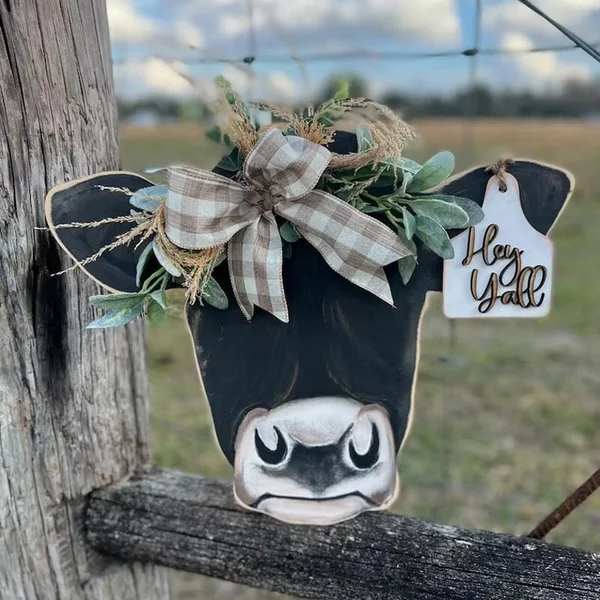 🔥[SAVE 50% OFF]-- Farmhouse Cow Head Welcome Wreath-BUY 2 FREE SHIPPING