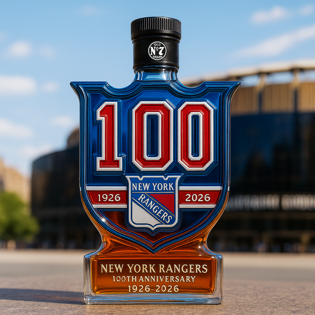 New York Rangers 100th Anniversary Whiskey Bottle