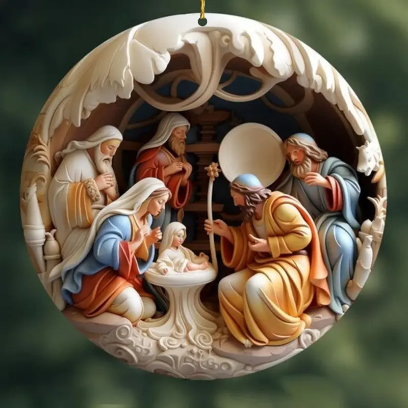 ON SALE🔥6Pcs/Set 3D Effect Double-Sided Nativity Scene Wooden Decoration -Buy 4 Sets Free Shipping