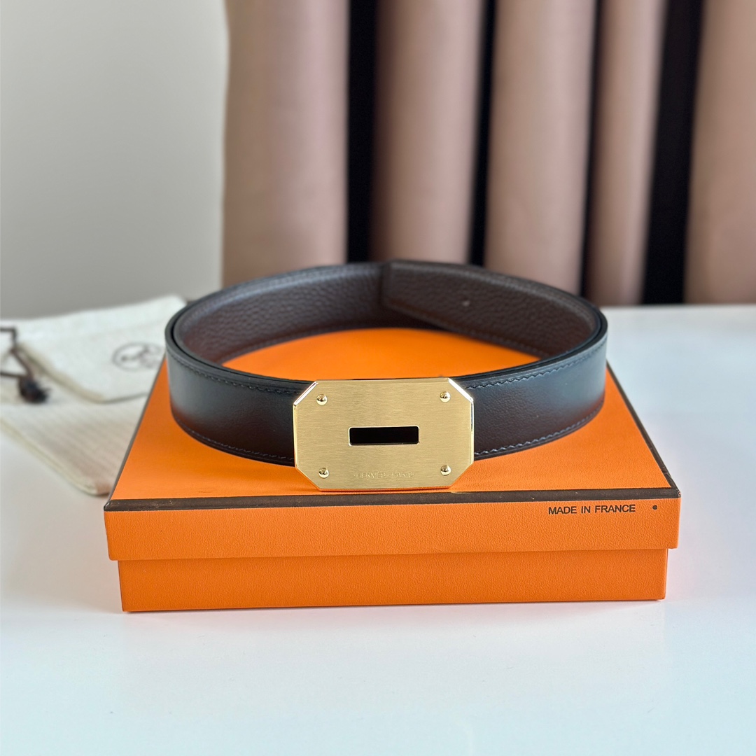 Hermès new double-faced calfskin belt width 3.2CM