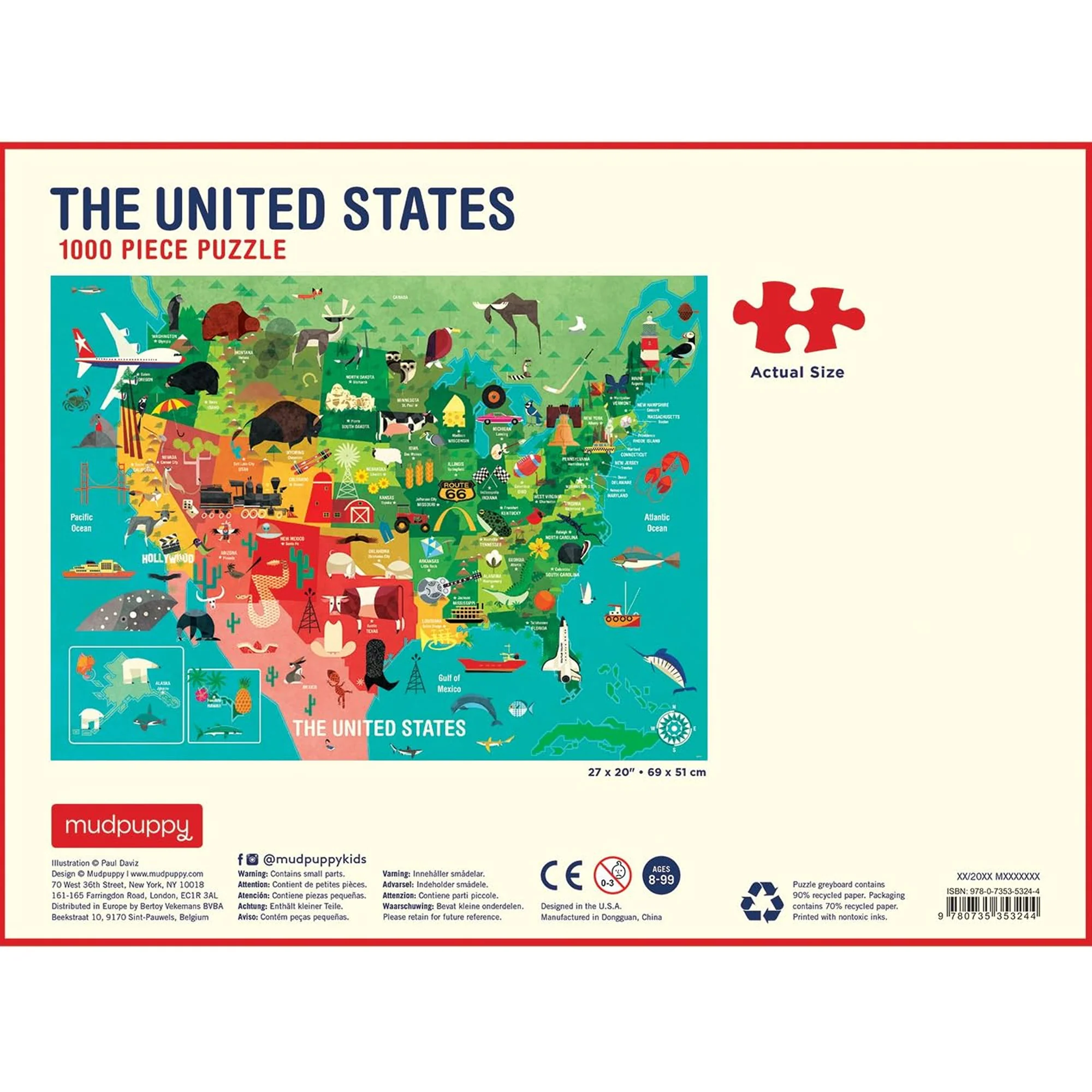 Mudpuppy 1000 Piece United States Jigsaw Puzzle for Adults and Families, One Size