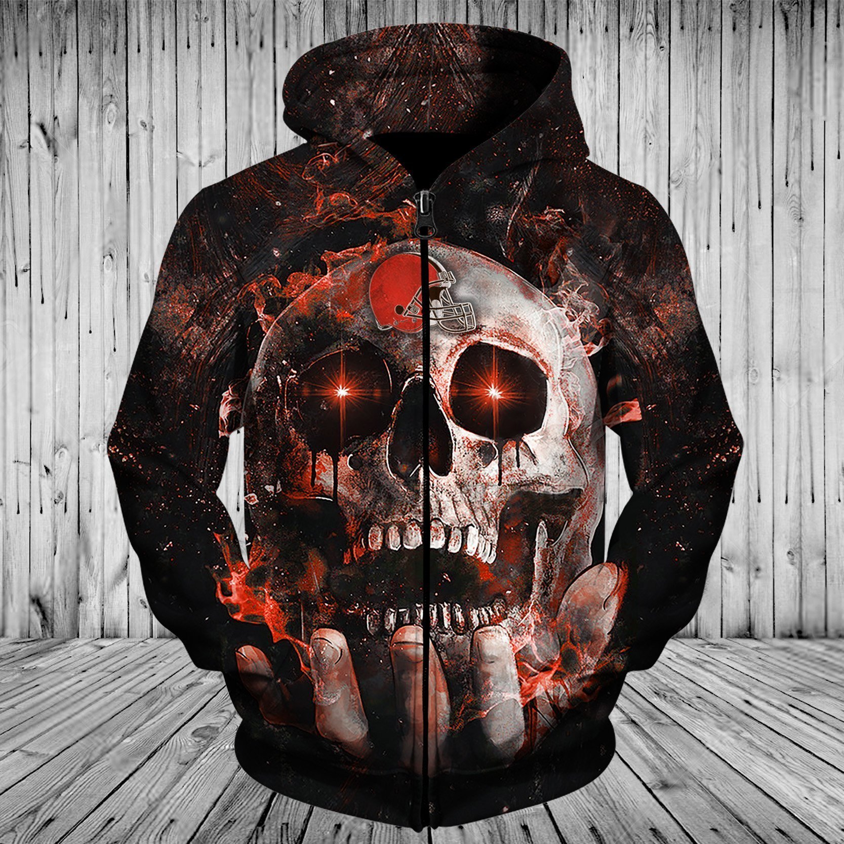 BROWNS HOODIE 3D SKULL 73