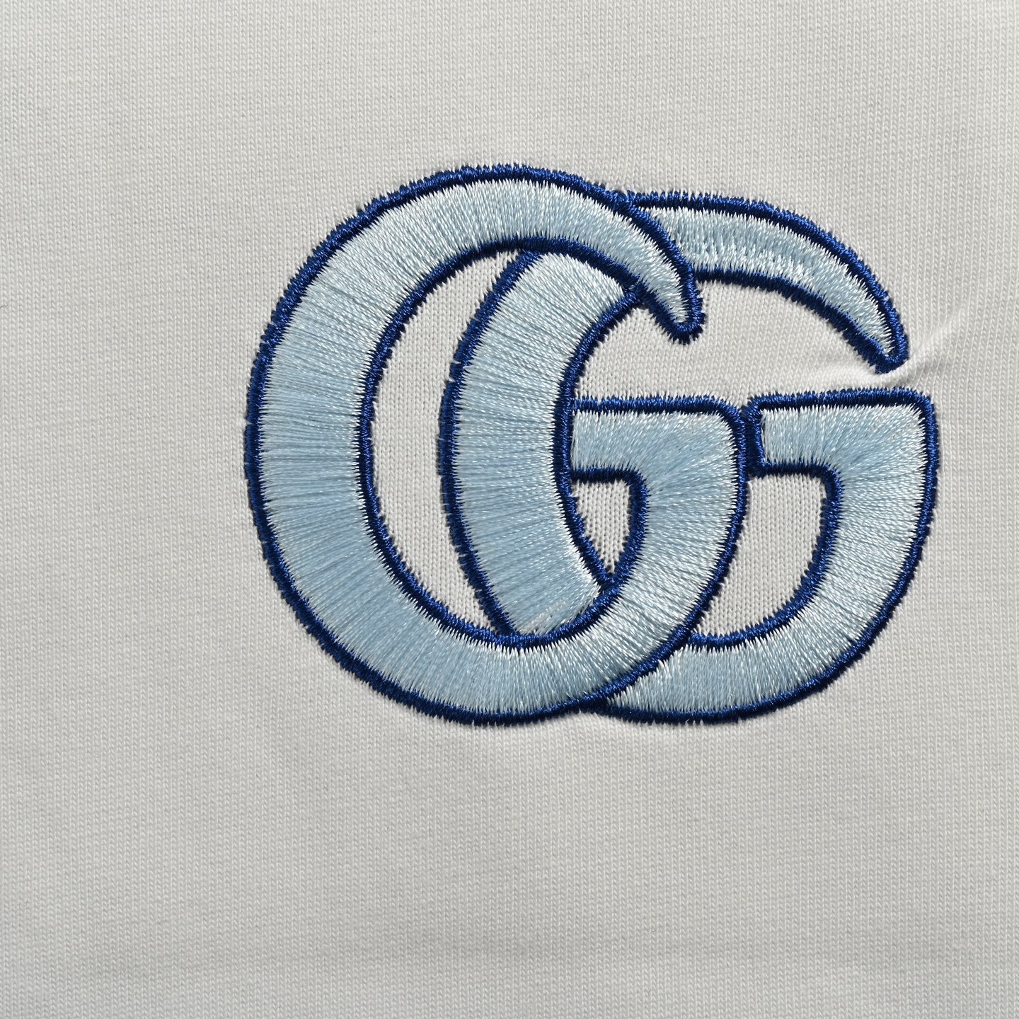 Gucci 25ss blue threaded double G embroidered short sleeve