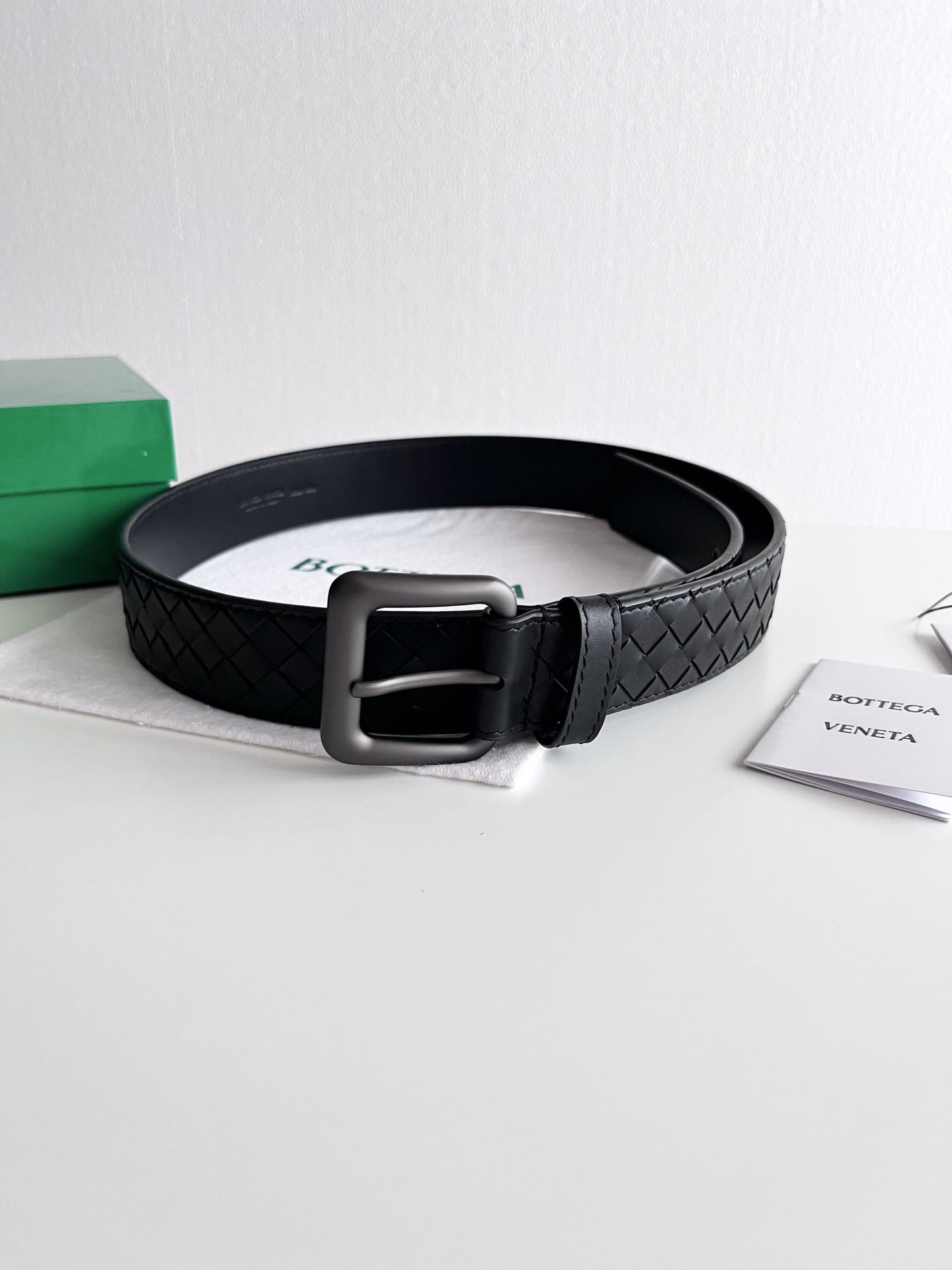 Bottega Veneta frosted pin buckle woven cowhide double-sided belt 3.5cm wide