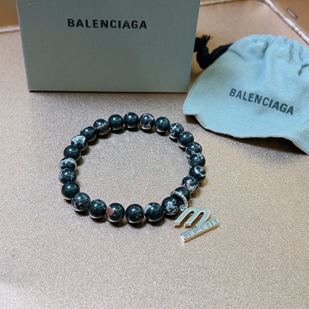 Balenciaga Natural Black Spotted Stone Bracelet