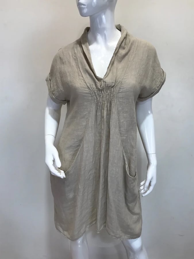 Women's Solid Color Cotton Linen Dress