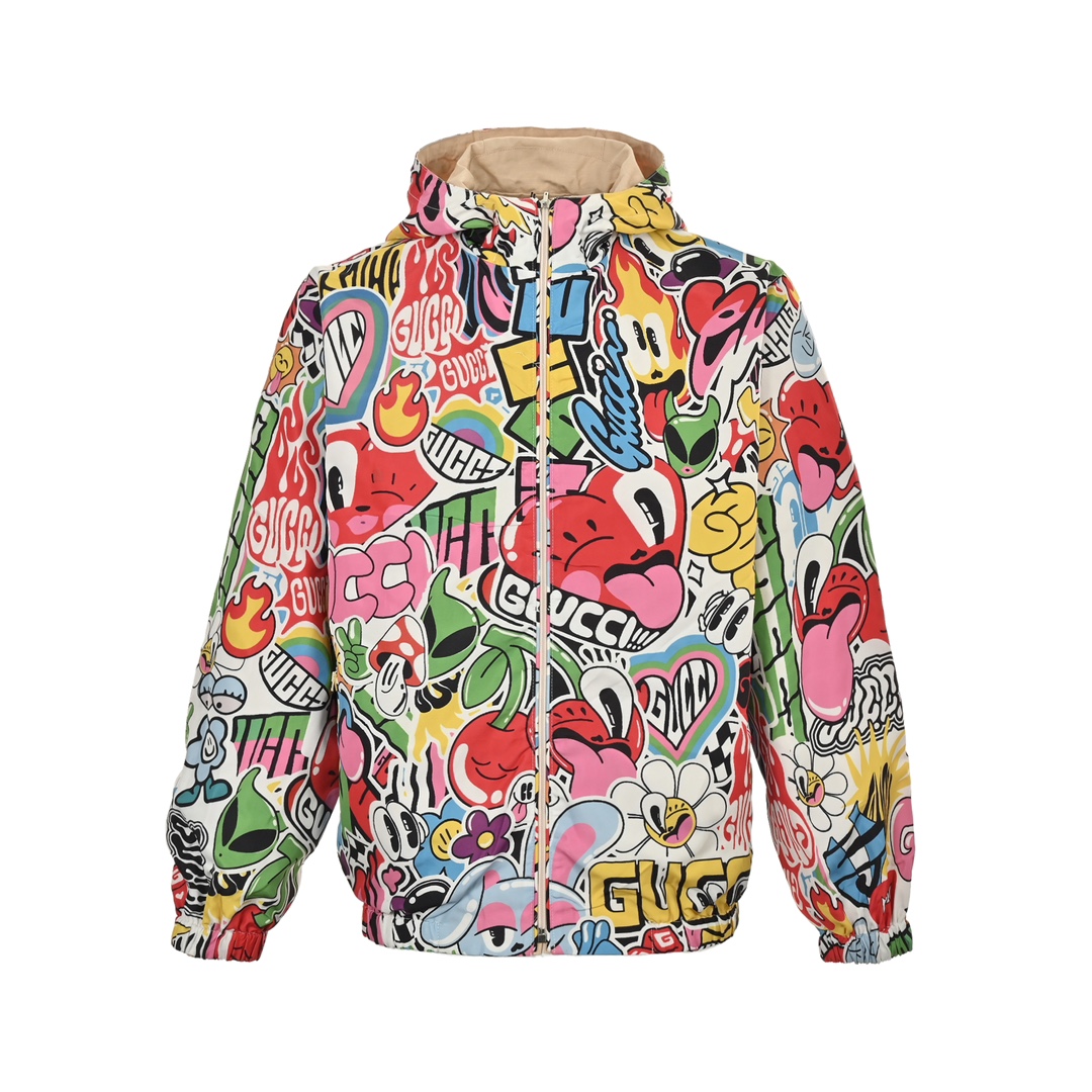 Gucci 24Fw Heart Cherry Fun Graffiti Reversible Jacket