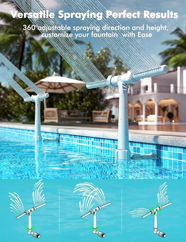 🔥Last Day Promotion-SAVE 50% OFF🔥Adjustable Pool Fountain Sprayer With Adapter🔥For Inground & Hard-Sided Aboveground Swimming Pools - Easy Attach to Return Fitting