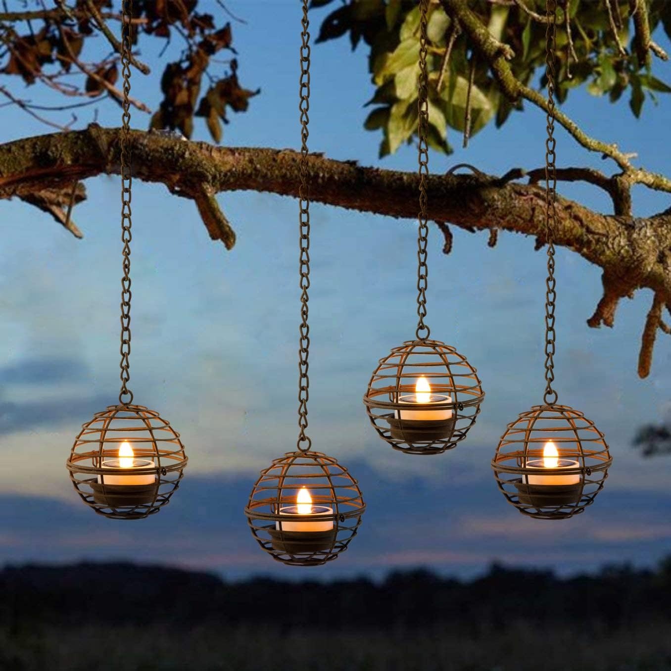 🔥ON SALE 49% OFF🔥Solar Waterproof Rust Iron Ball Candle Tea Lights - 4 Pack