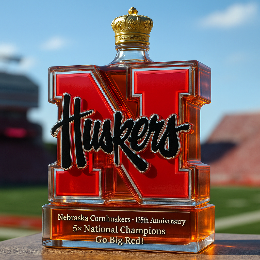 Nebraska Cornhuskers 135th Commemorative Whiskey Bottle