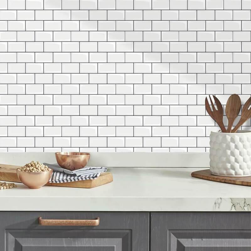 White Subway Peel and Stick Backsplash Tile - Thicker Design
