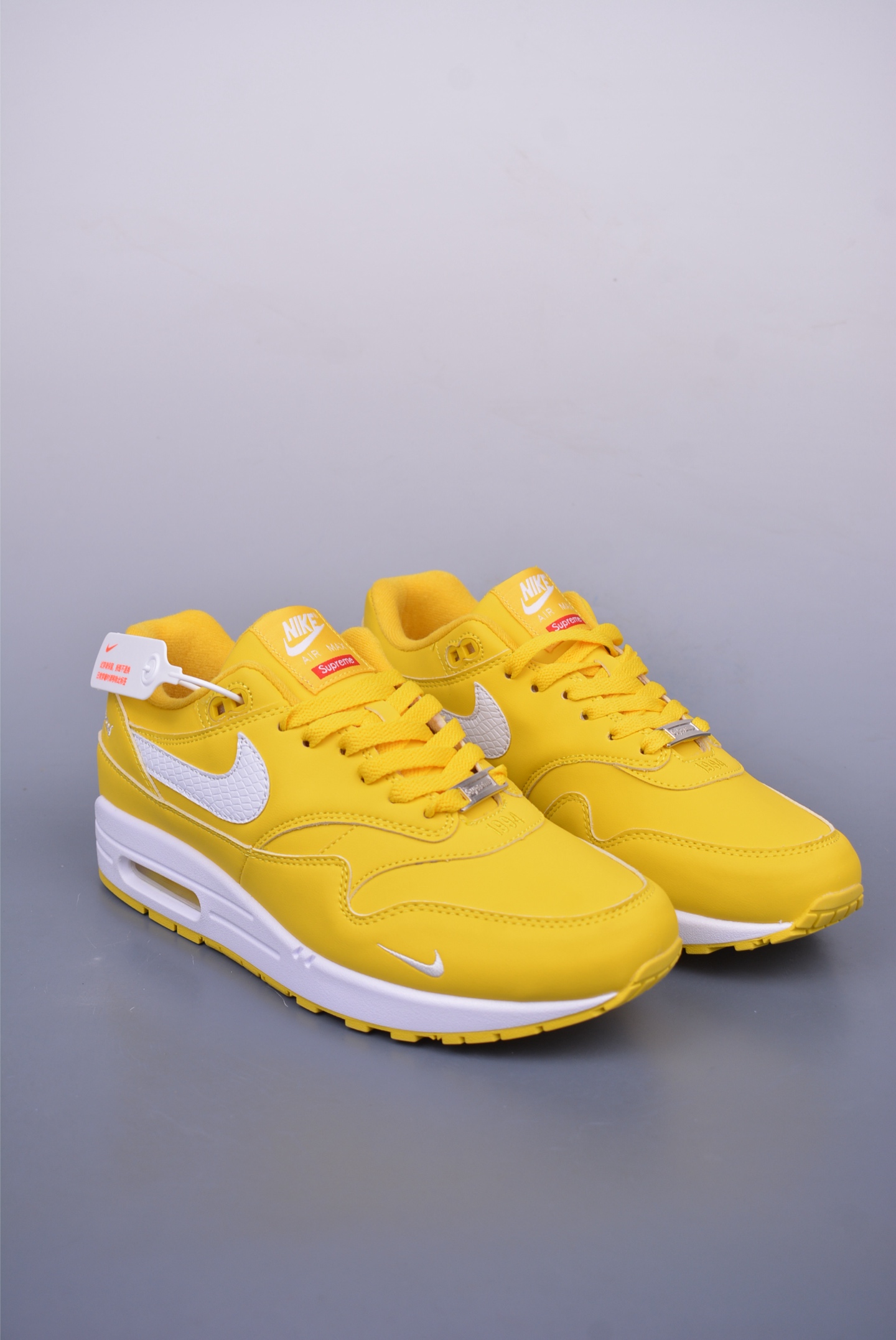 Supreme x Nike Air Max 1 '87 SP Speed ​​Yellow Homme running shoes HV1940-100