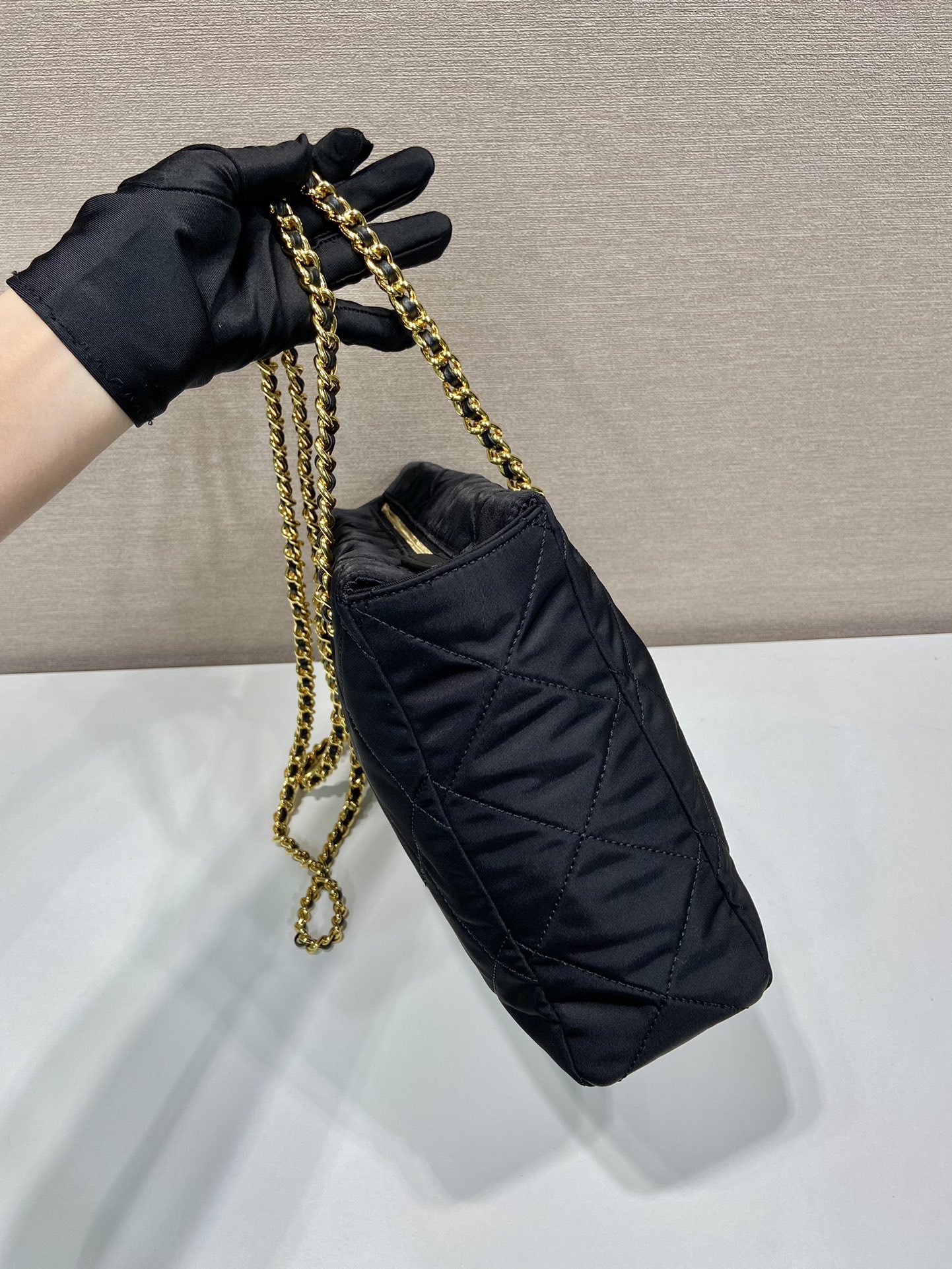 Prada Vintage Chain Diamond Hobo Bag 1BG529