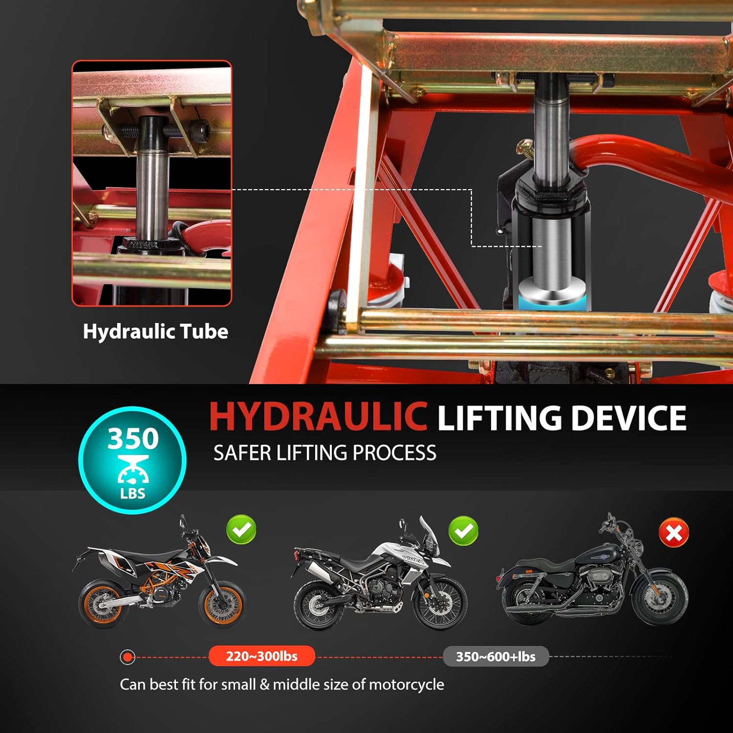 VIVOHOME 350 Lbs Heavy Duty Hydraulic Motorcycle Lift Jack Table Foot Operated
