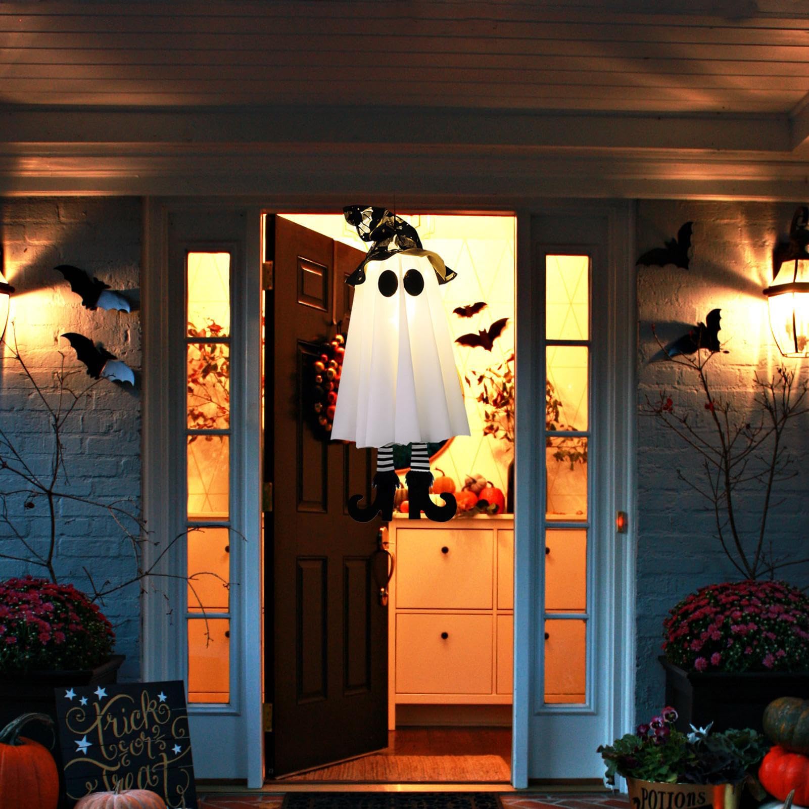 💥ON SALE💥Halloween Hanging Ghost Witch Hat Light – Outdoor Glowing Decor 👻✨
