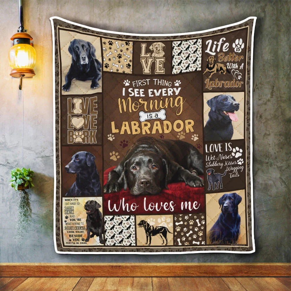 Black Labrador Retriever Quilt Blanket