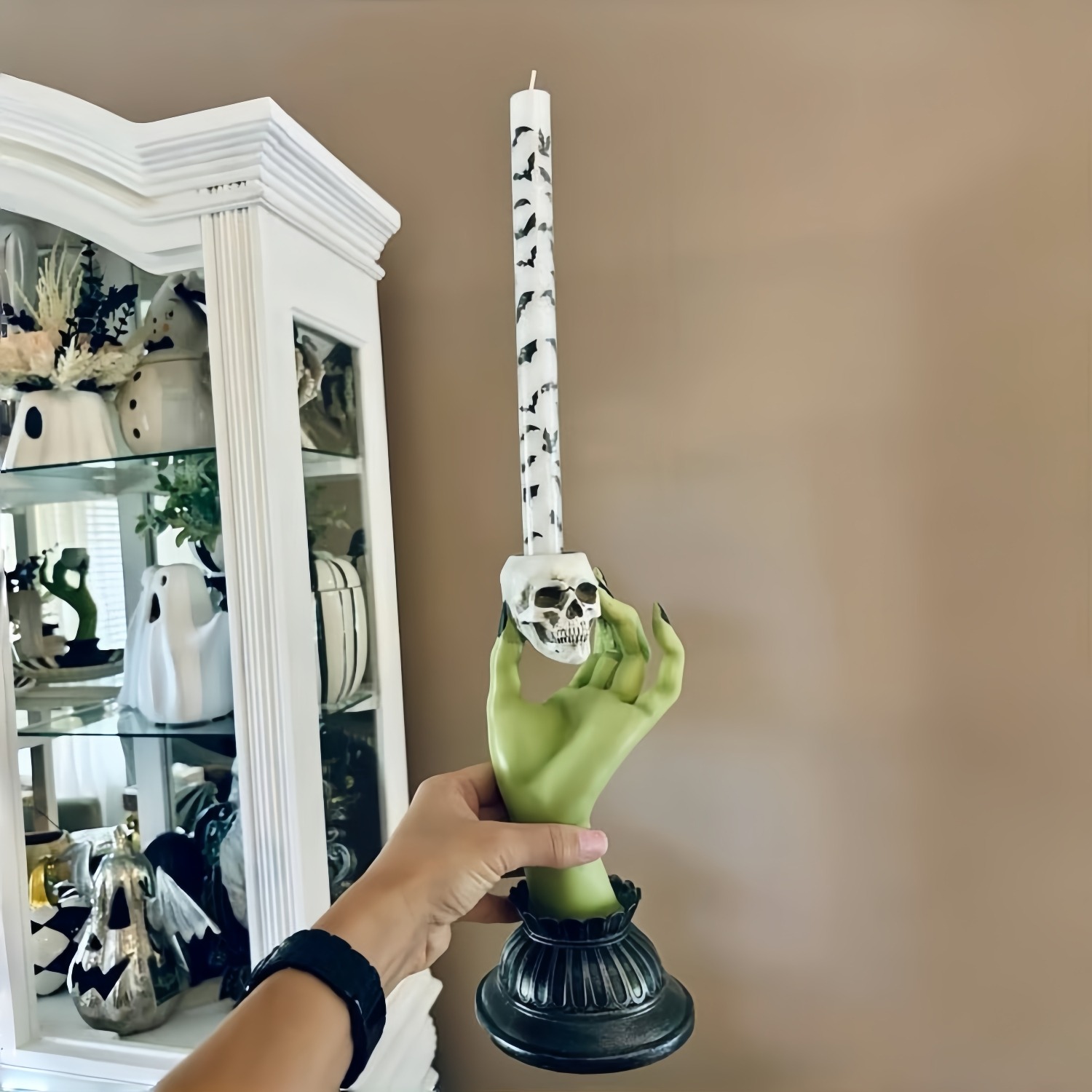 💥ON SALE💥Stewart Green Witch Hands Halloween Candle Holders