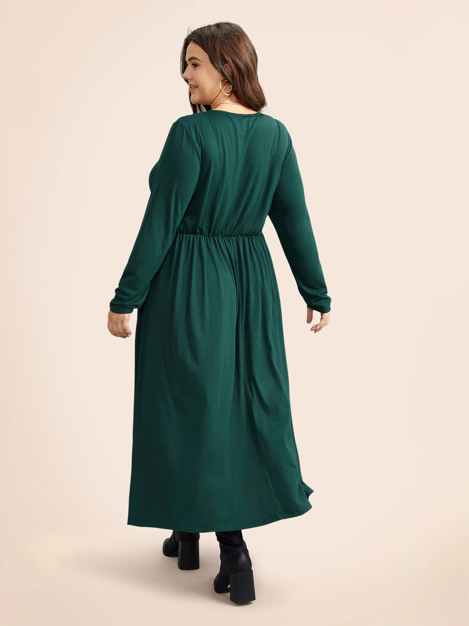 Supersoft Essentials Ruched Wrap Pleated Hem Dress