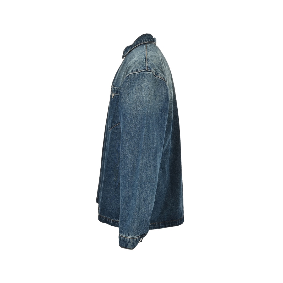 Prada 24Fw pocket triangle logo denim shirt jacket