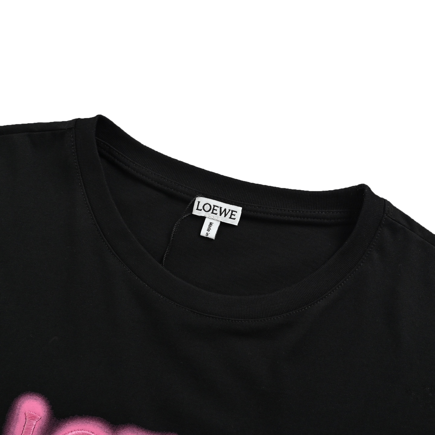 Loewe fluorescent pink embroidered logo short sleeves