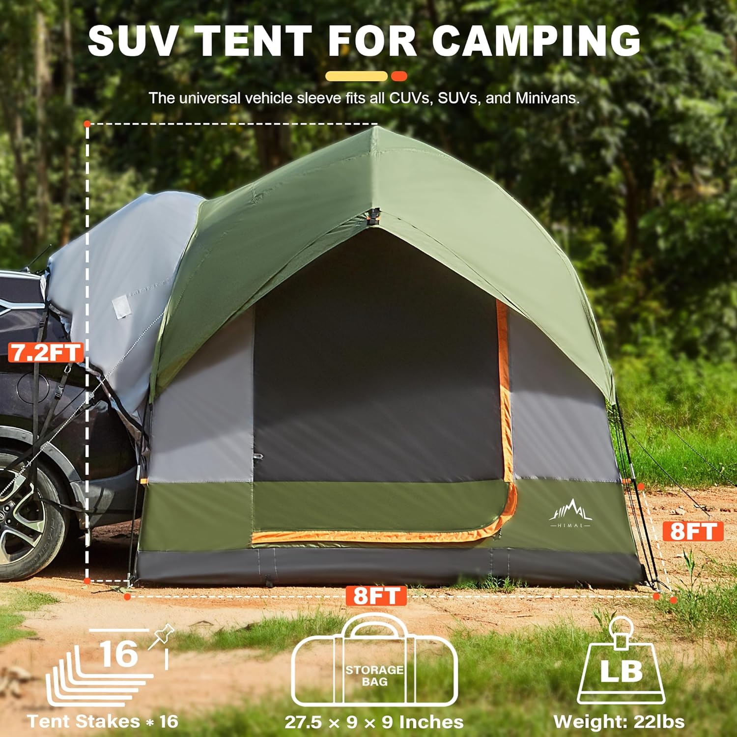 GoHimal SUV Tent for Camping Waterproof PU3000mm Spacious Double Layer Design