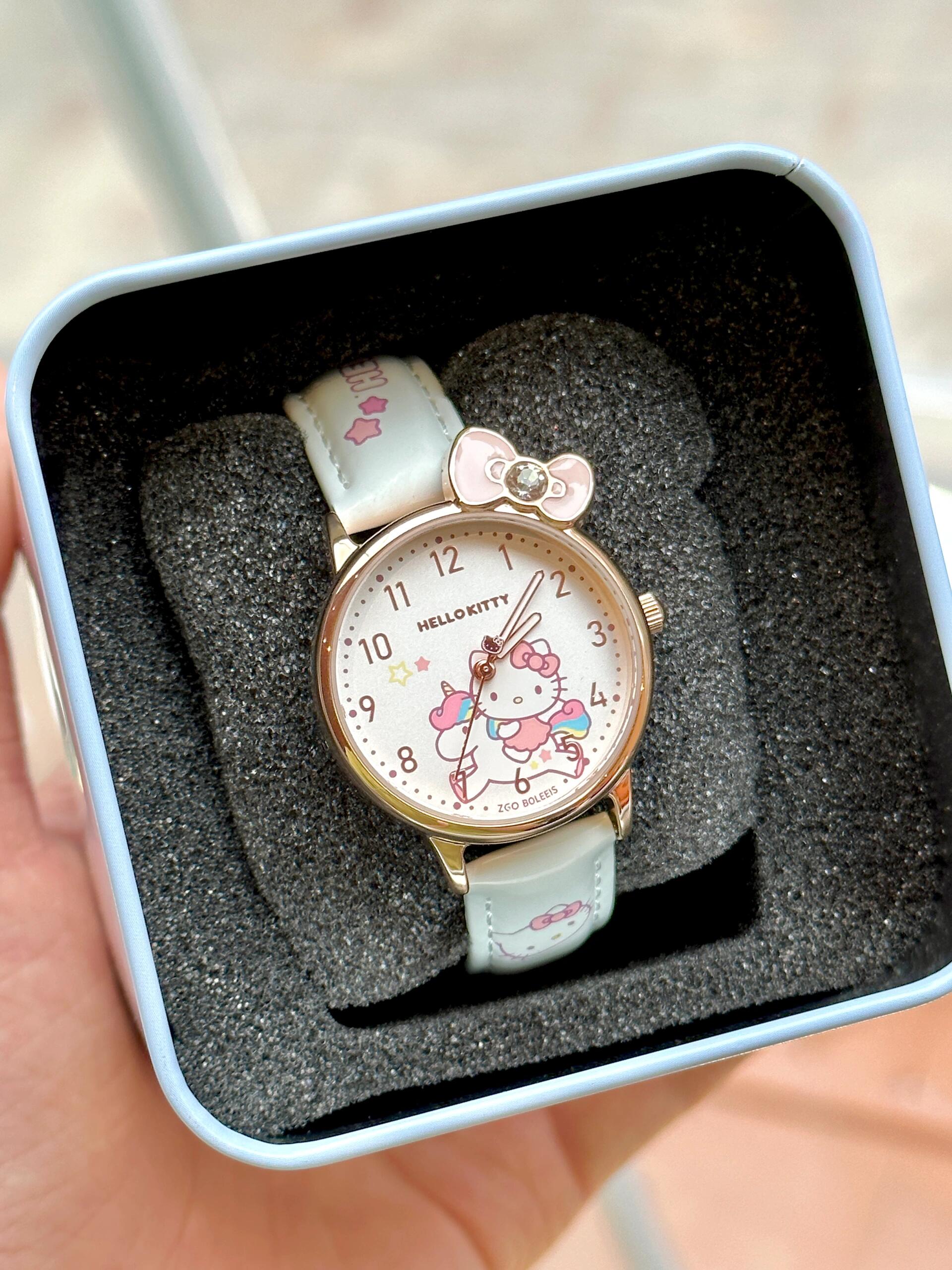 Sanrio Classic Simple Leather Analog Quartz Wrist Watch Waterproof Luminous Case Arabic Numerals Casual Dress Watches