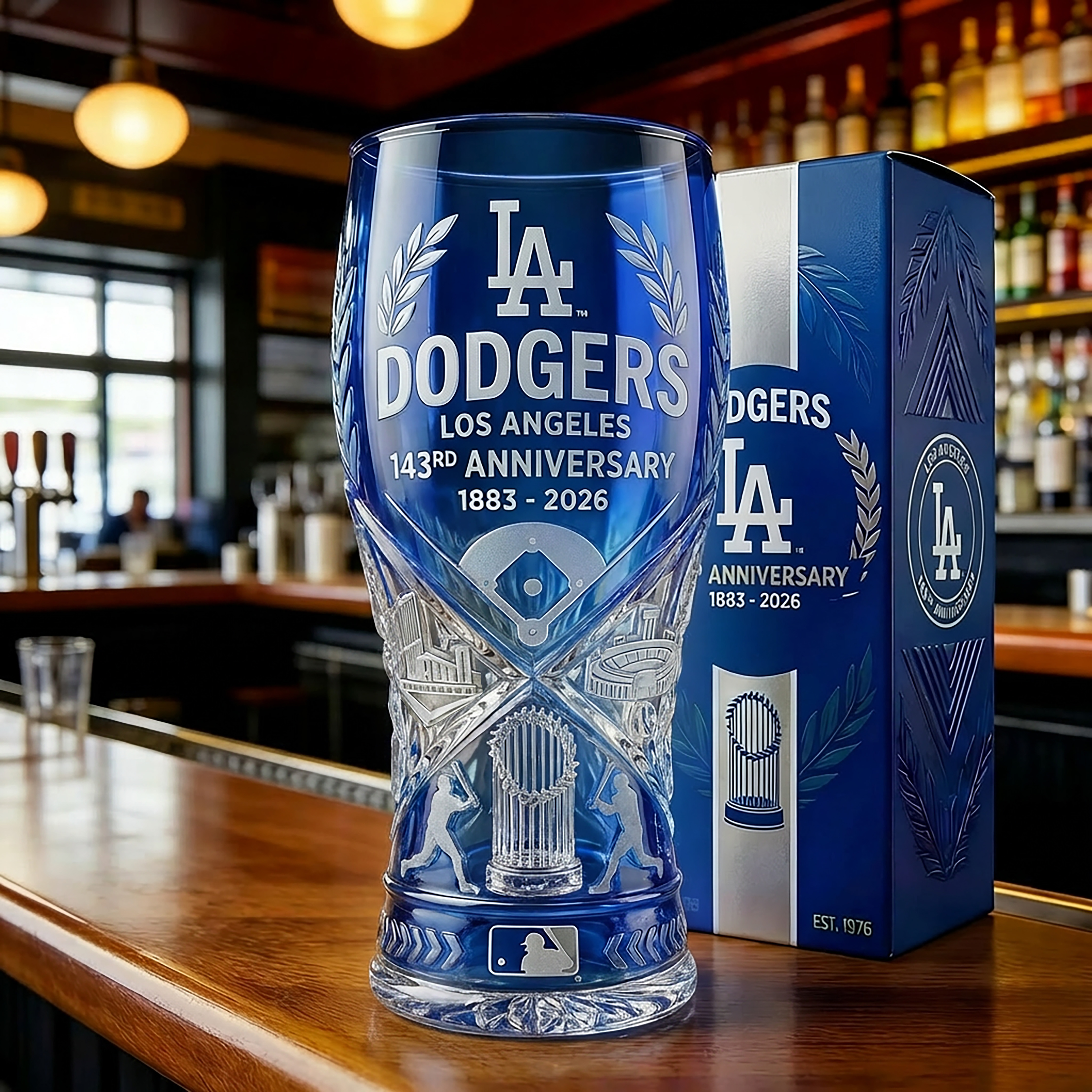 LA Dodgers 143rd Anniversary Commemorative Glass