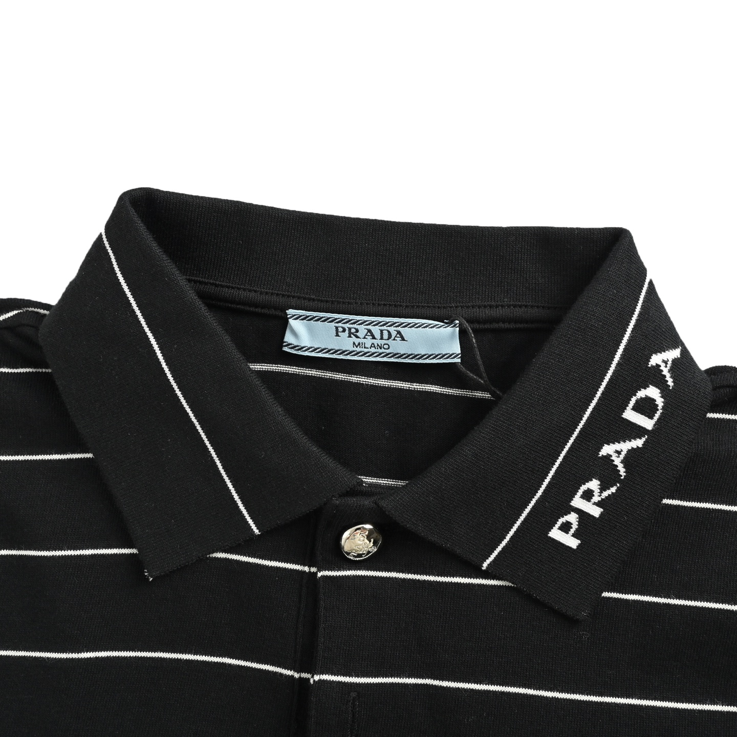 Prada 25ss triangle striped Polo short-sleeved shirt