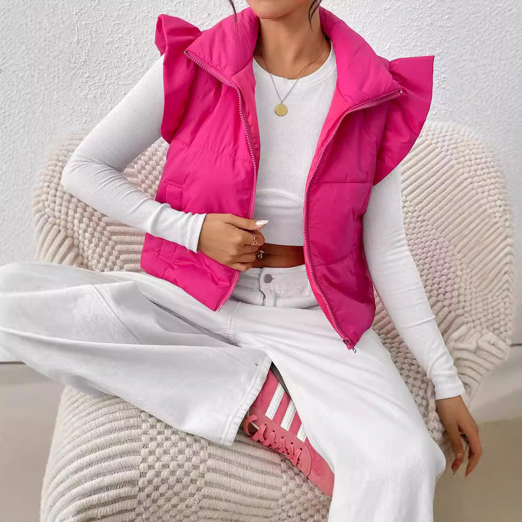 Fashion Slim Sleeveless Stand-Up Collar Thermal Cotton-Padded Waistcoat
