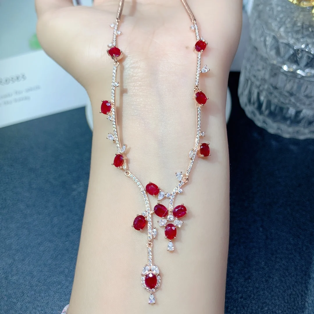 Ruby Necklace Women's Silver 925 Jewelry Free shipping Gemstone Women's Pendant Gemstone Christmas Gift necklace pendant