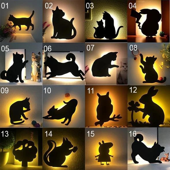 (SUMMER HOT SALE- Save 50% OFF) LED Light and Sound Control Silhouette Night Light - Battery or USB Powered