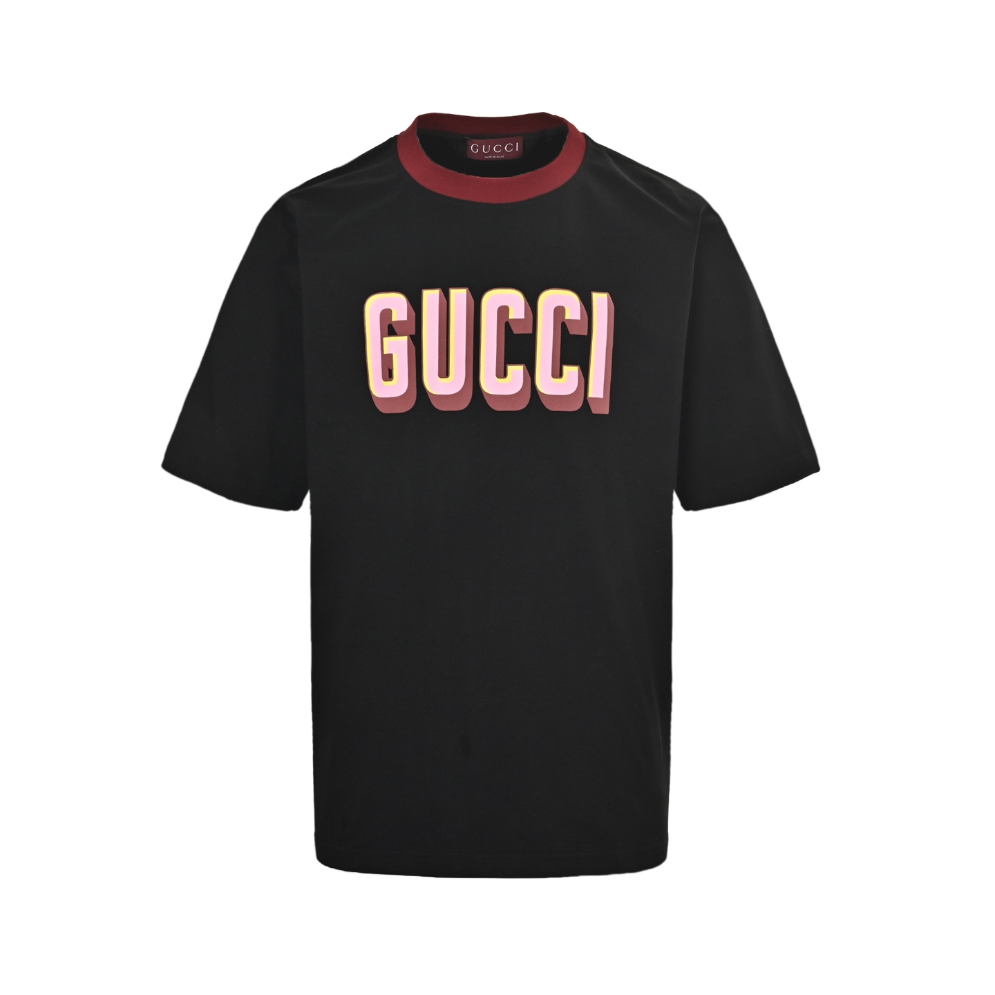 Gucci 25ss contrast neckline foam print short sleeves