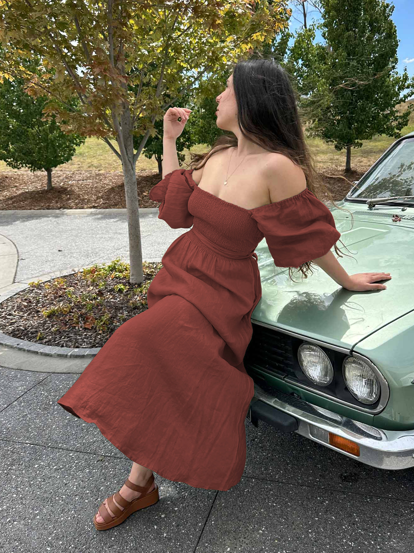 💥Hot Sale-[SAVE 50% OFF]--🏖️FRENCH RUFFLED LANTERN SLEEVES MULTI-WEAR DRESS--BUY 2 GET 10% OFF & FREE SHIPPING