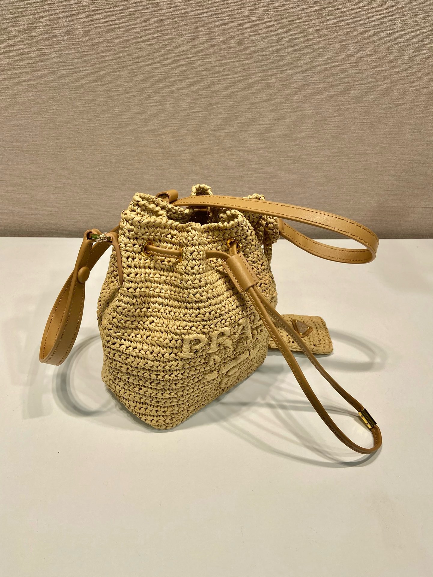 Prada Straw Bucket Bag 1BE068