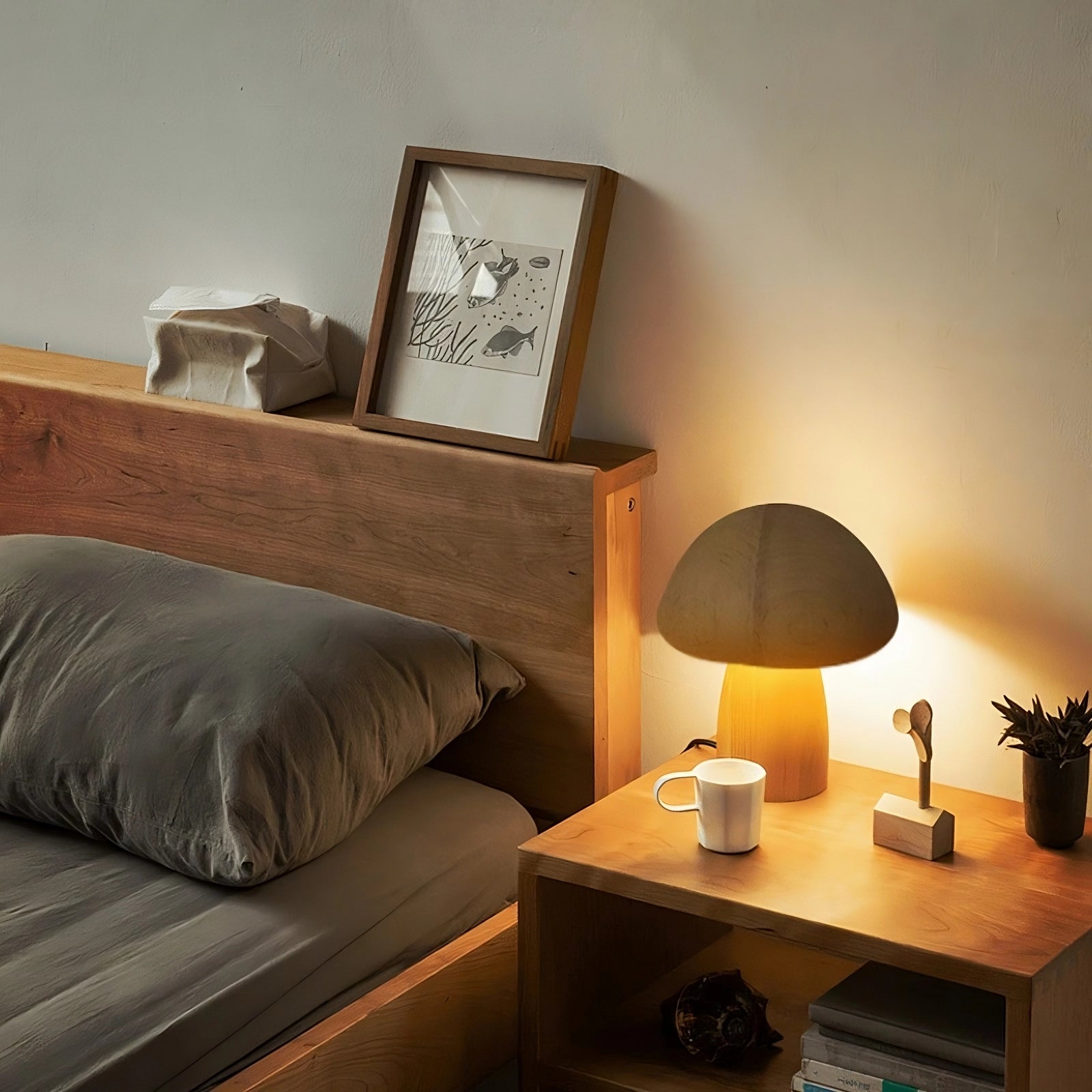 Wooden Cute Mushroom Lamp