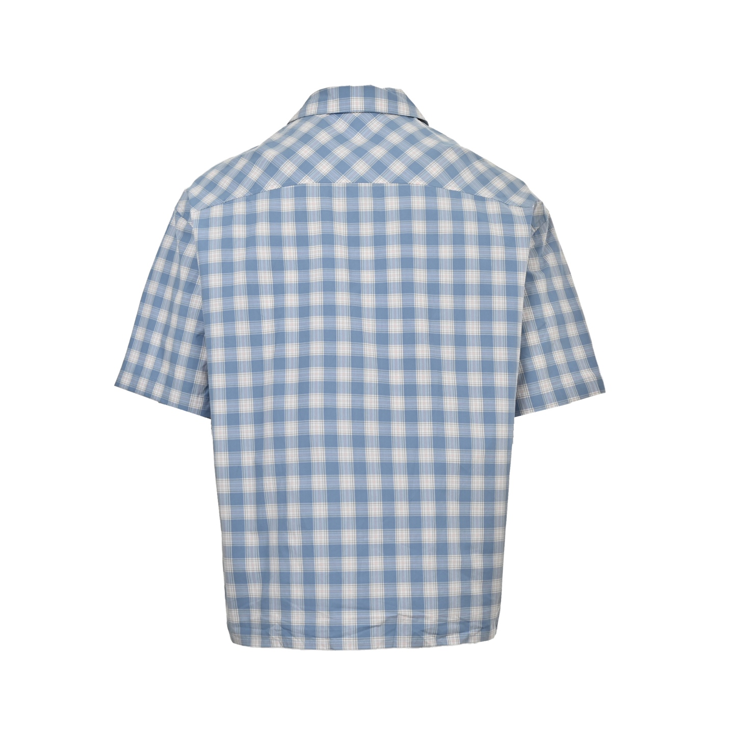 Loewe 25ss blue check short-sleeved shirt with embroidered logo