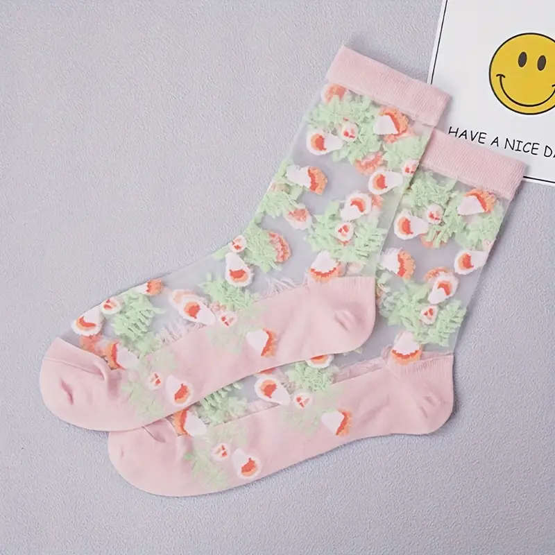 ( Last Day Promotions-50% OFF) 5pairs/Set Floral Embroidery Lace Ankle Socks--Size Fit ALL Ldies and Girls