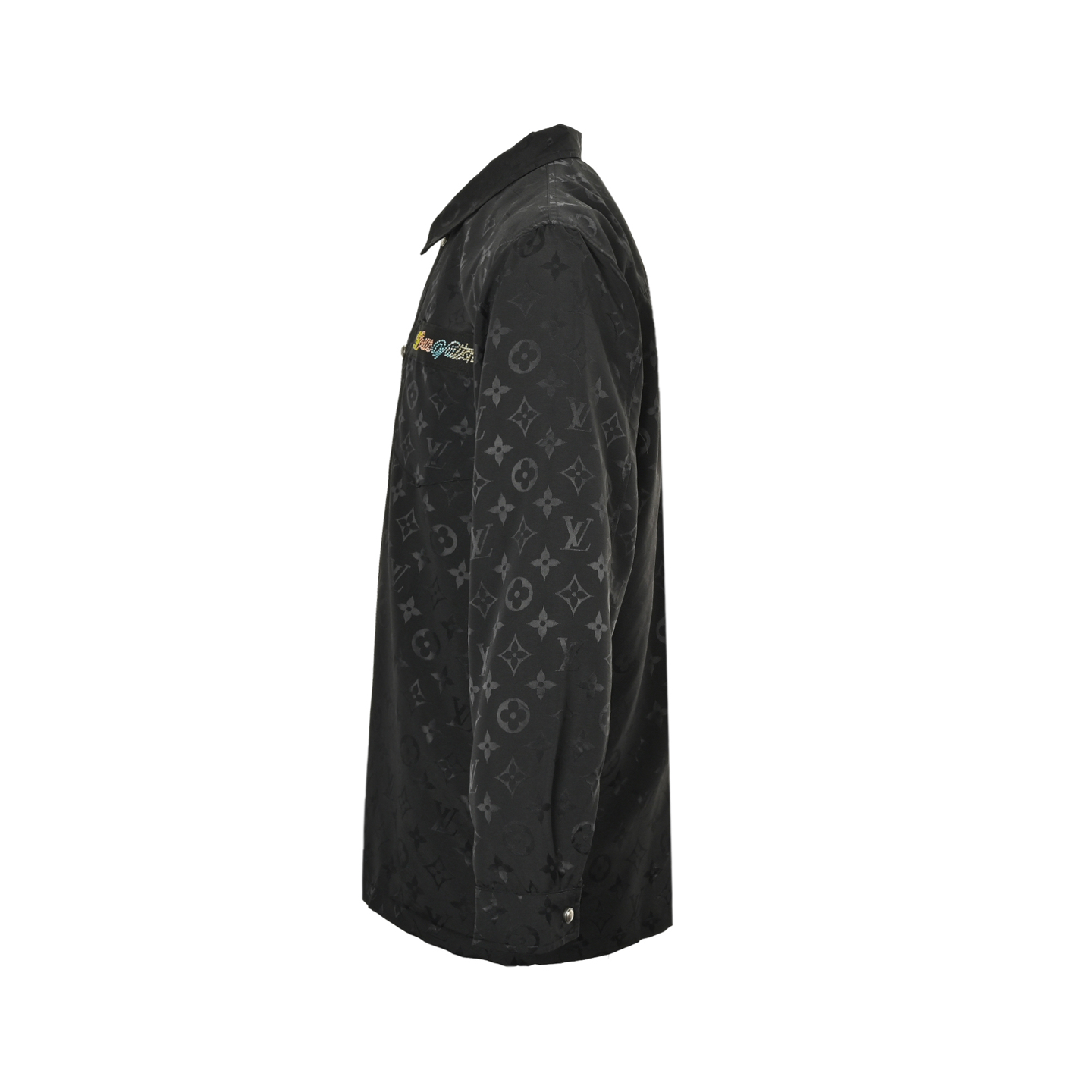 Louis Vuitton 25ss all-over jacquard diamond and colorful lettering shirt jacket