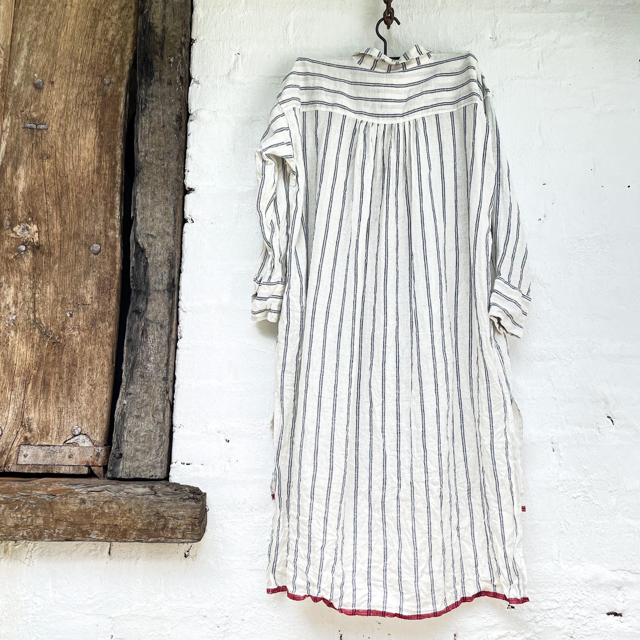 Casual Button Stripe Long Slit Shirt